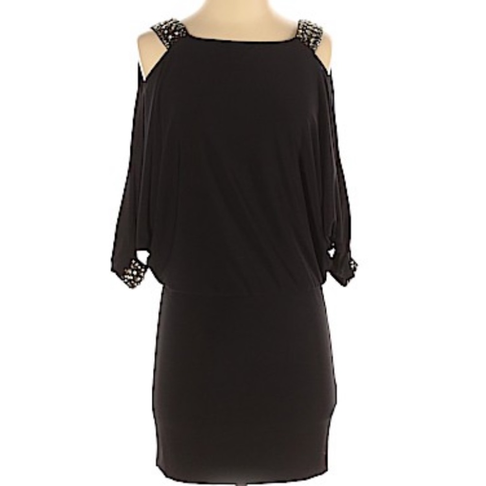 Betsy & Adam Cocktail Dress Size 0. Exposed shoulders. Bejeweled.